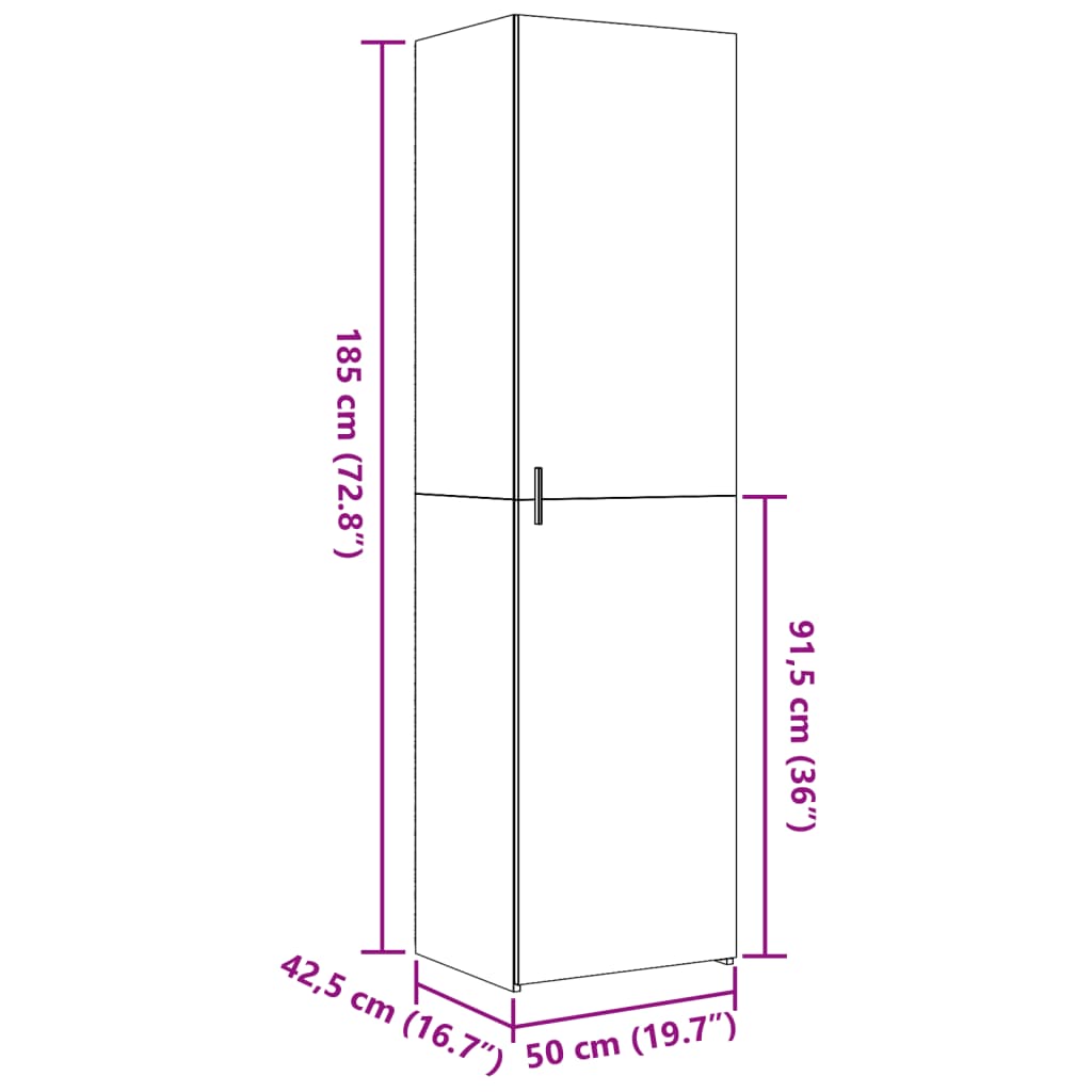 Hoge Kast 50X42,5X185 Cm Bewerkt Hout