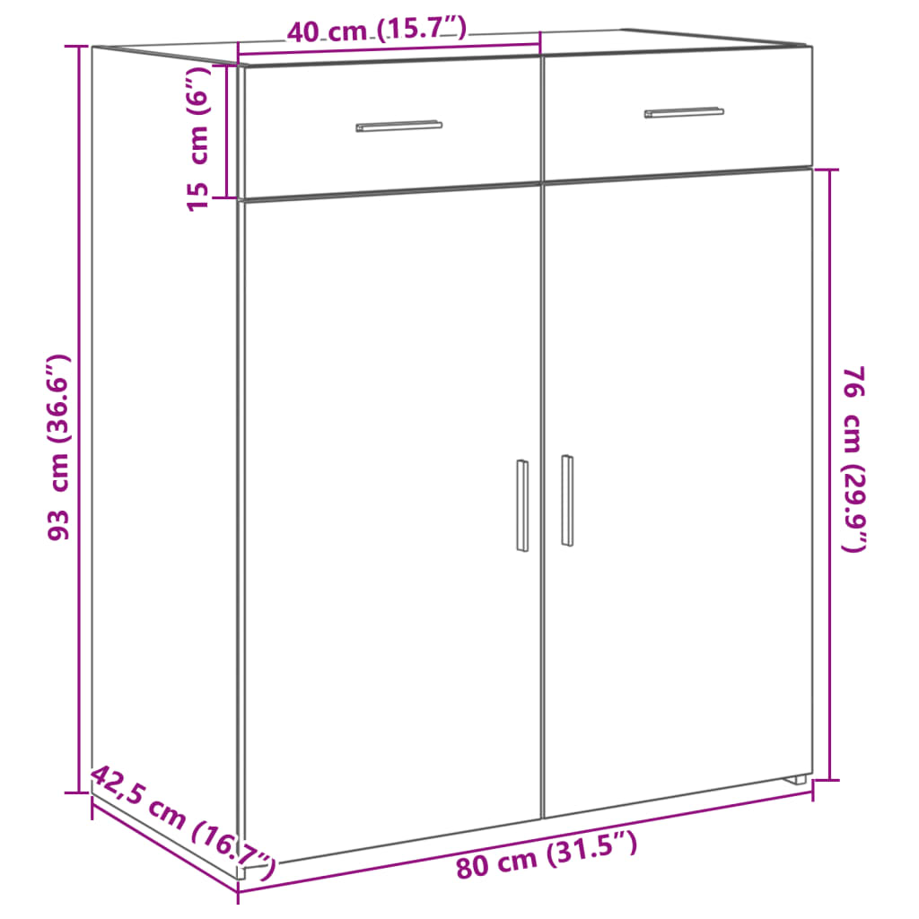 Dressoir 80X42,5X93 Cm Bewerkt Hout