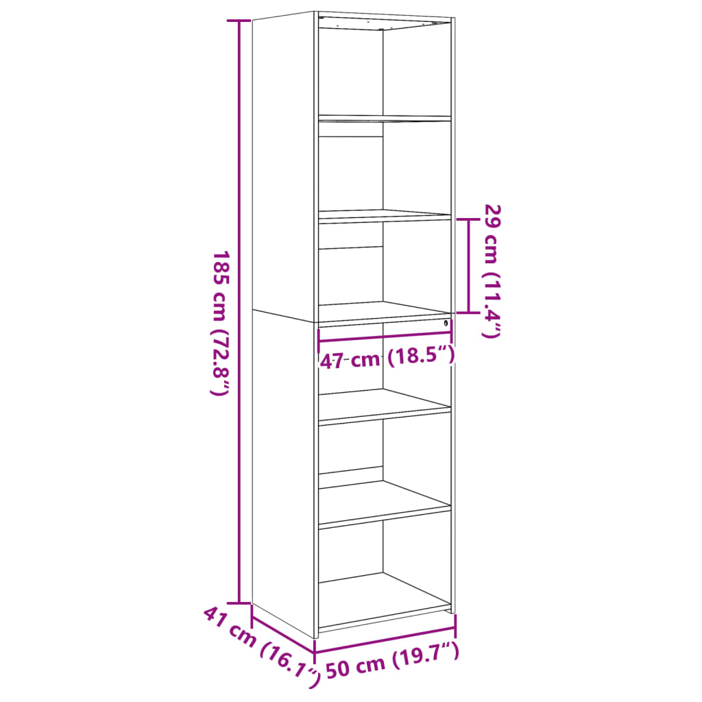 Hoge Kast 50X41X185 Cm Bewerkt Hout Ig