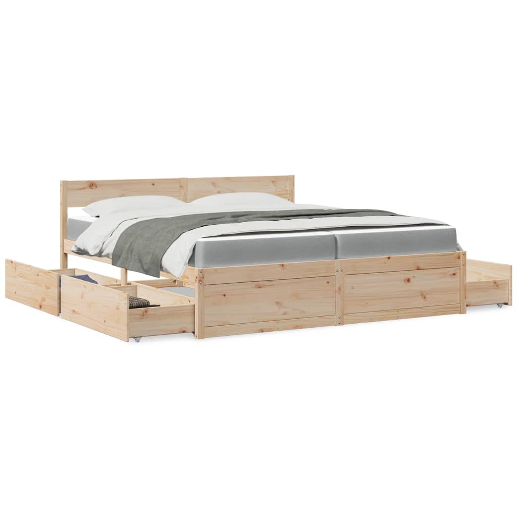 Bed Met Lades En Matras Massief Grenenhout