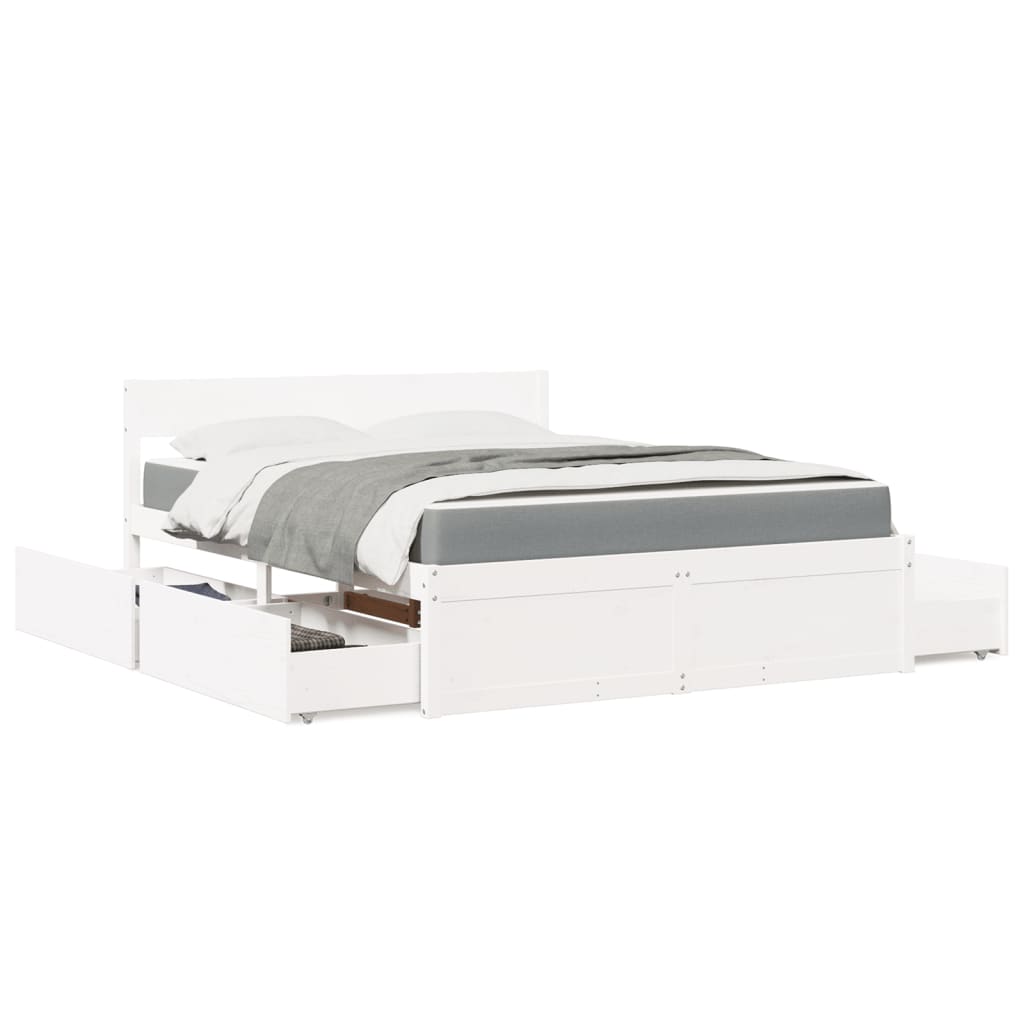 Bed Met Lades En Matras Massief Grenenhout