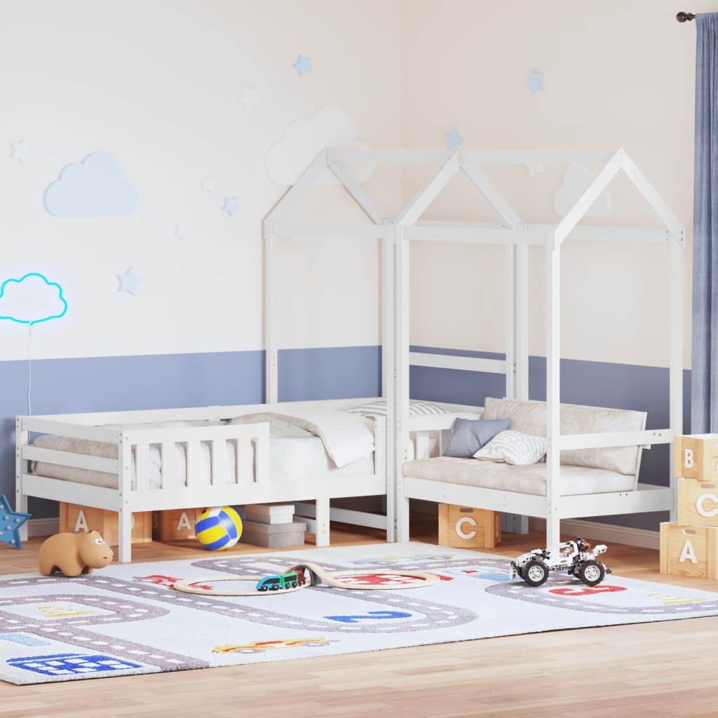 Kinderbed Met Dak Massief Grenenhout