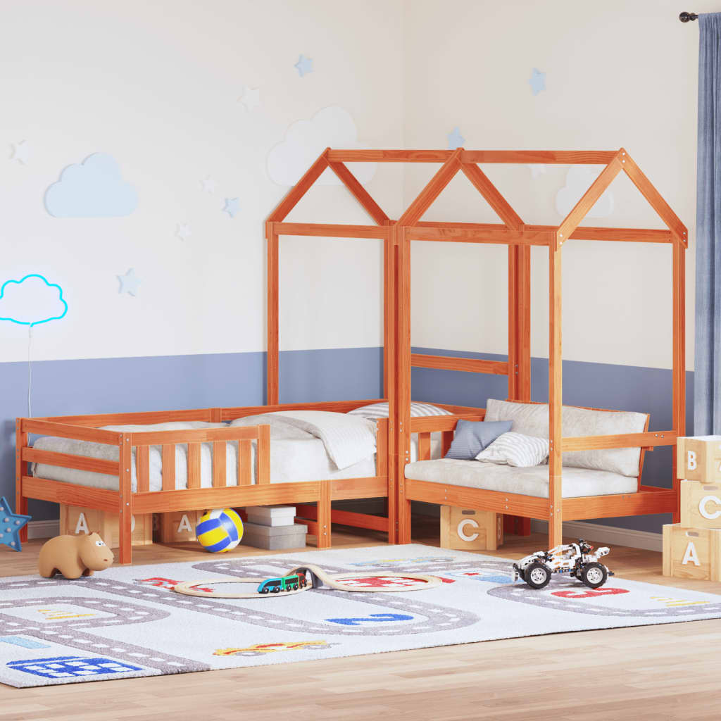 Kinderbed Met Dak Massief Grenenhout