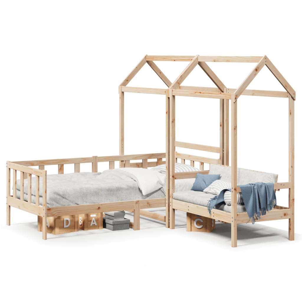 Kinderbed Met Huisje En Bankje Massief Grenenhout