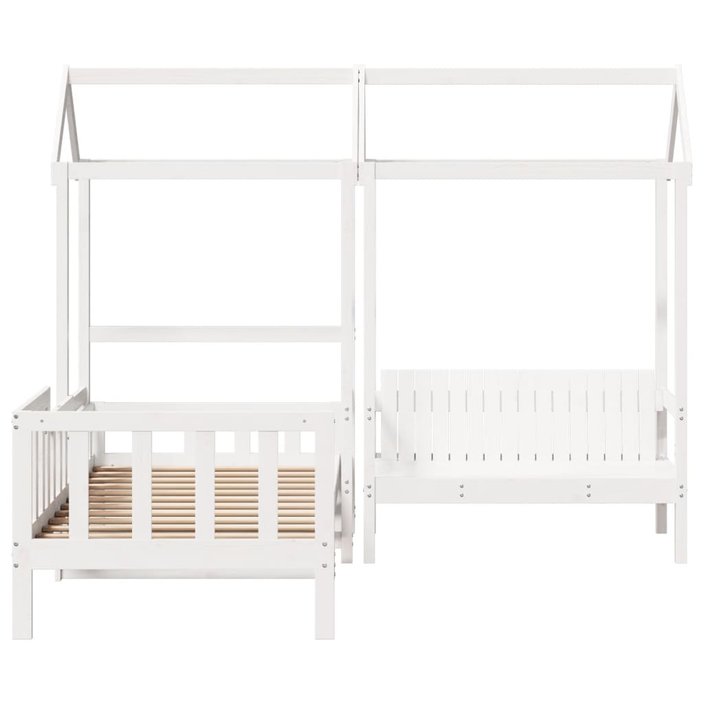 Kinderbed Met Bank En Huisje Massief Grenenhout