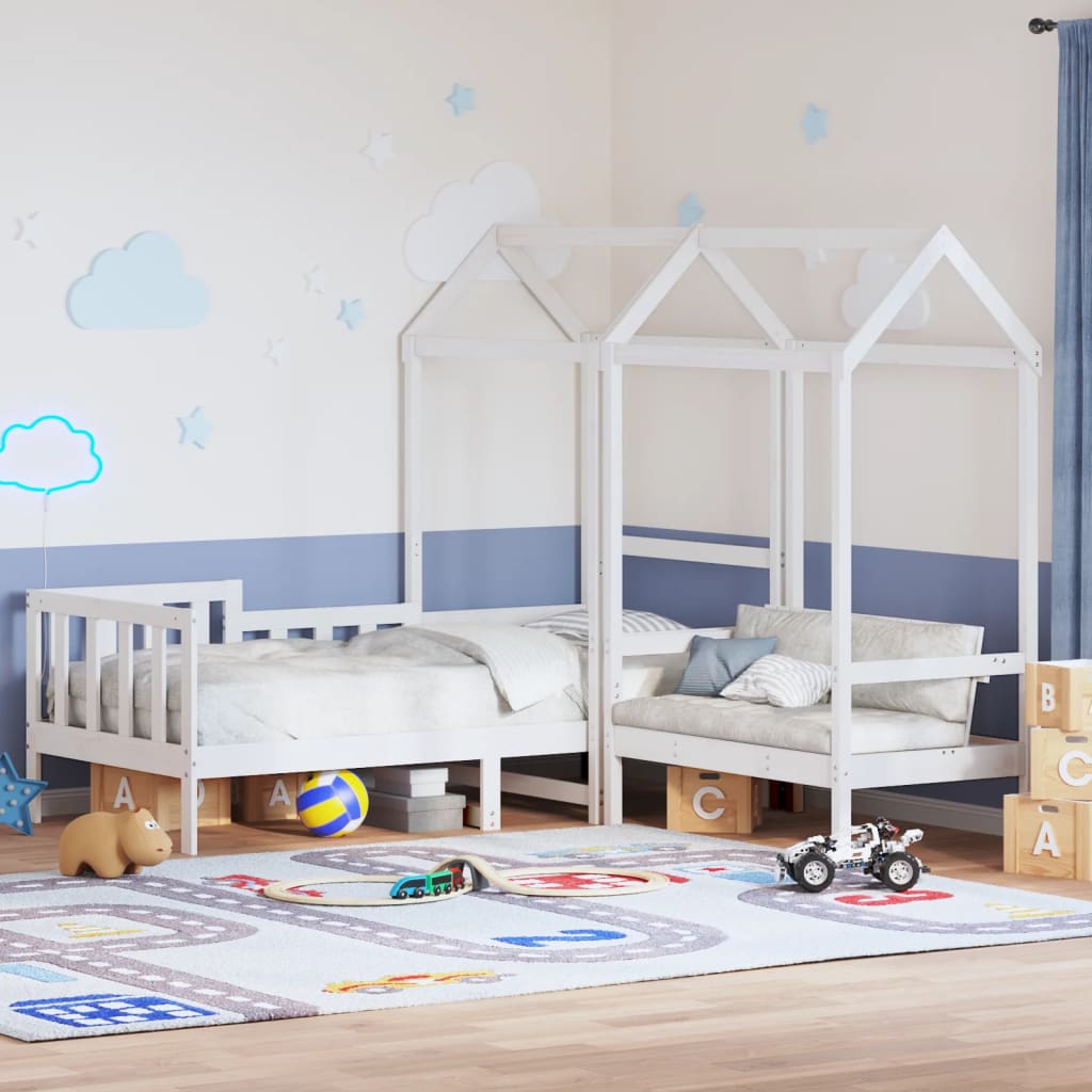 Kinderbed Met Bank En Huisje Massief Grenenhout