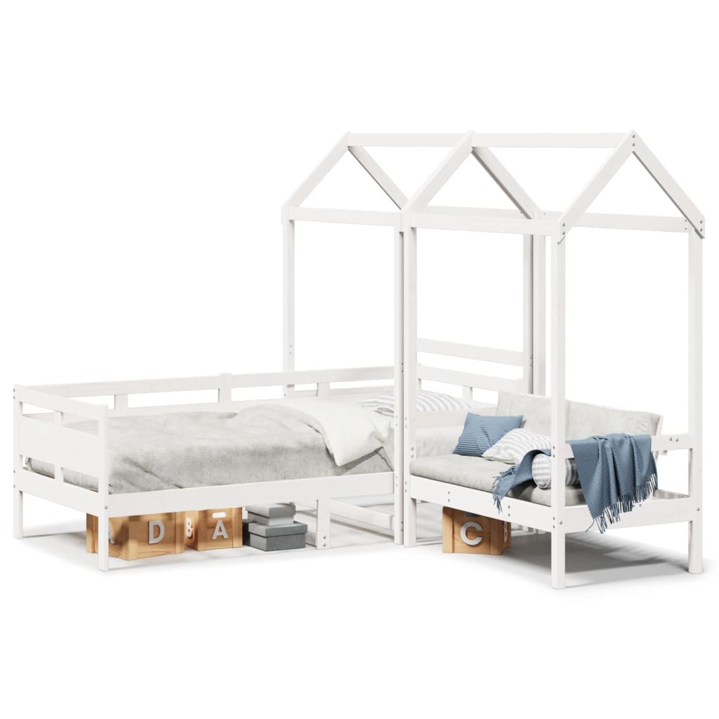 Kinderbed Met Bank En Huisje Massief Grenenhout