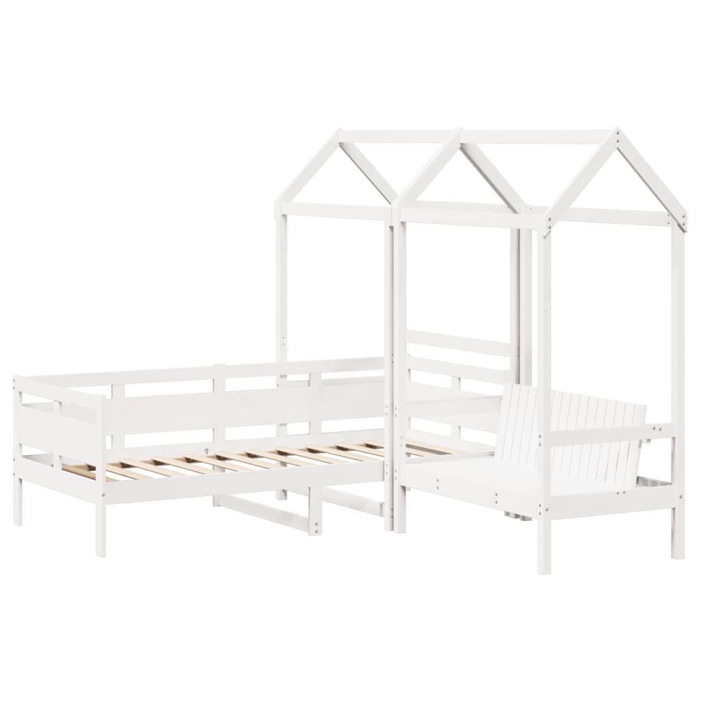 Kinderbed Met Bank En Huisje Massief Grenenhout