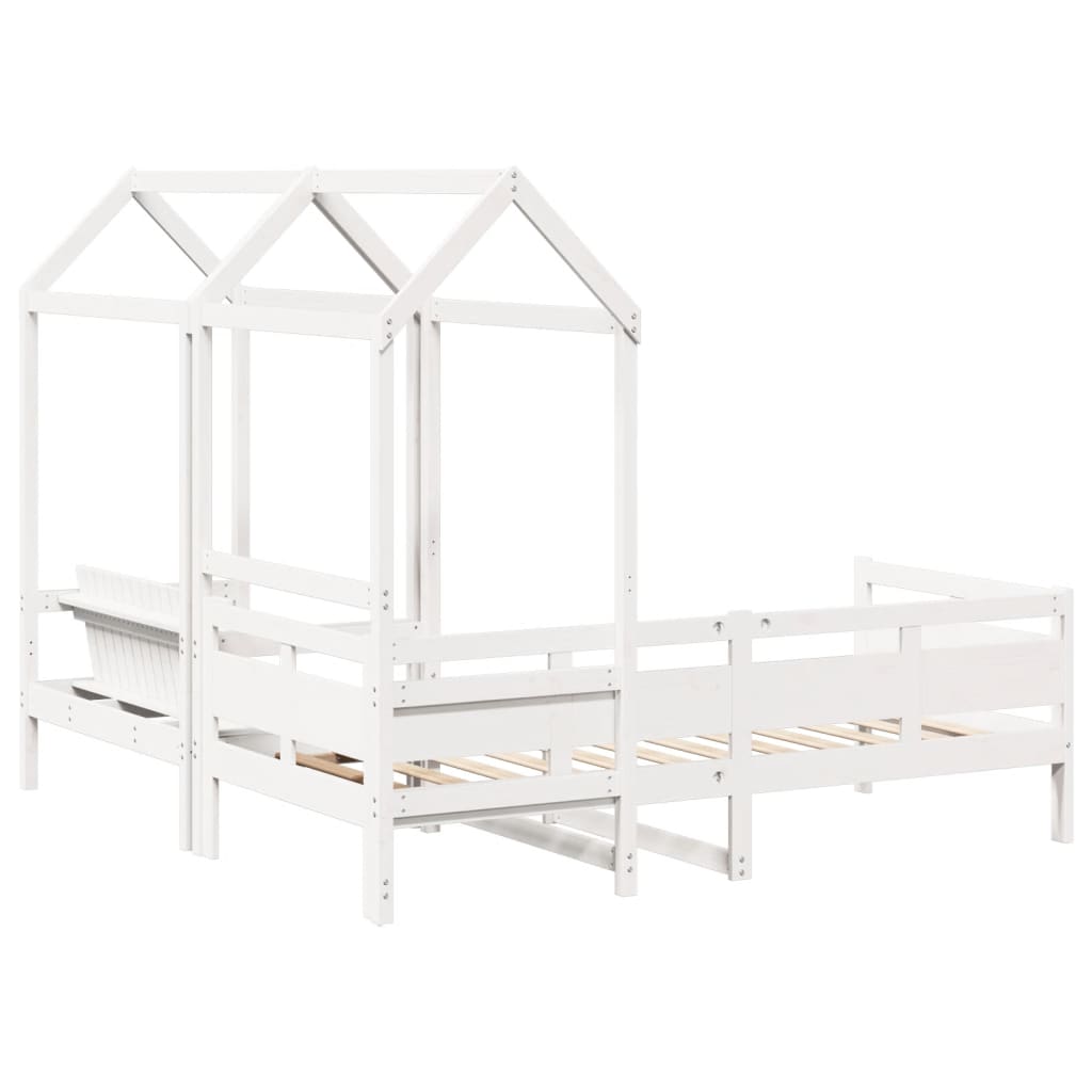 Kinderbed Met Bank En Huisje Massief Grenenhout