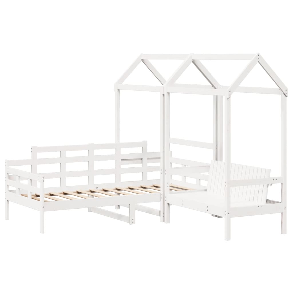 Kinderbed Met Huisje En Bankje Massief Grenenhout