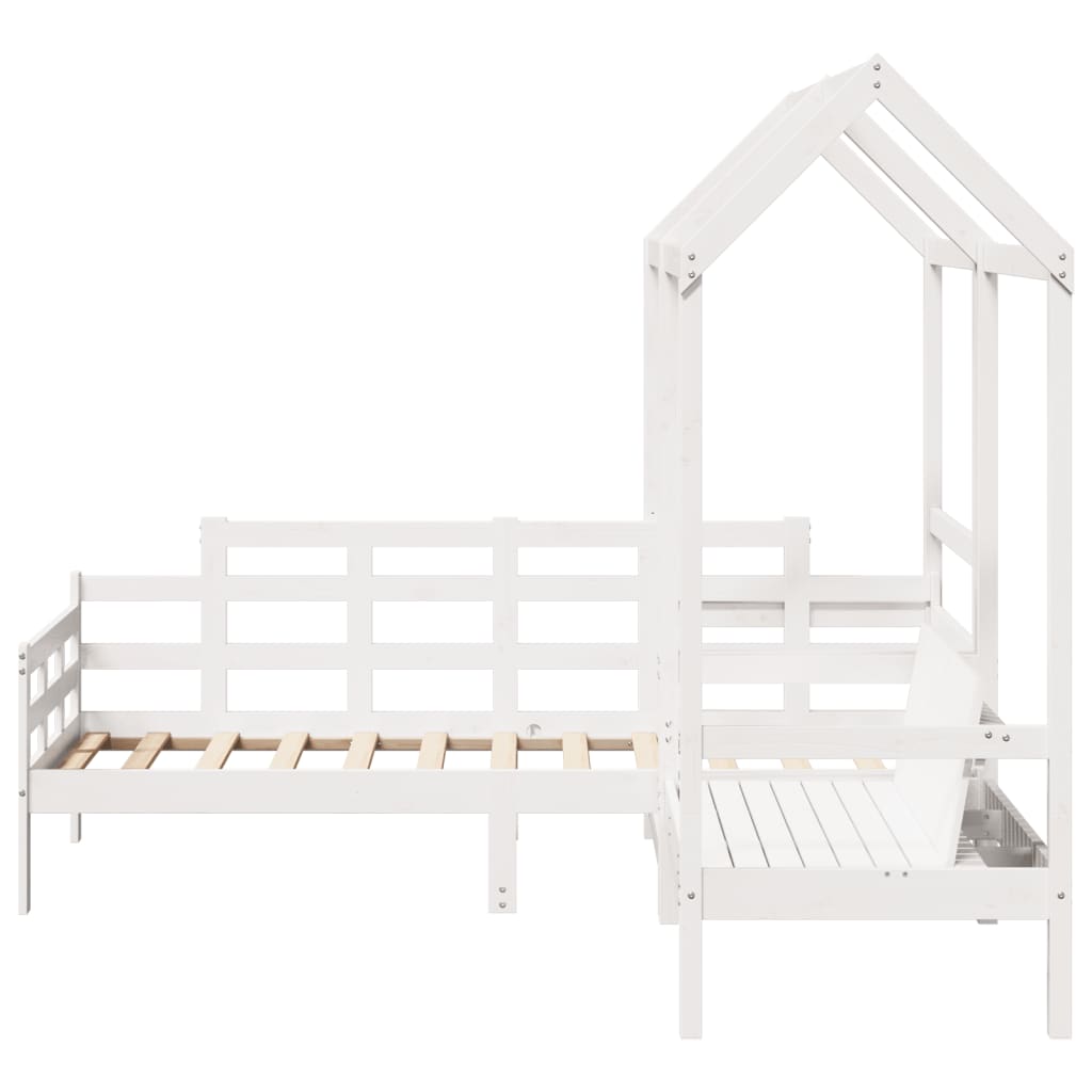 Kinderbed Met Huisje En Bankje Massief Grenenhout