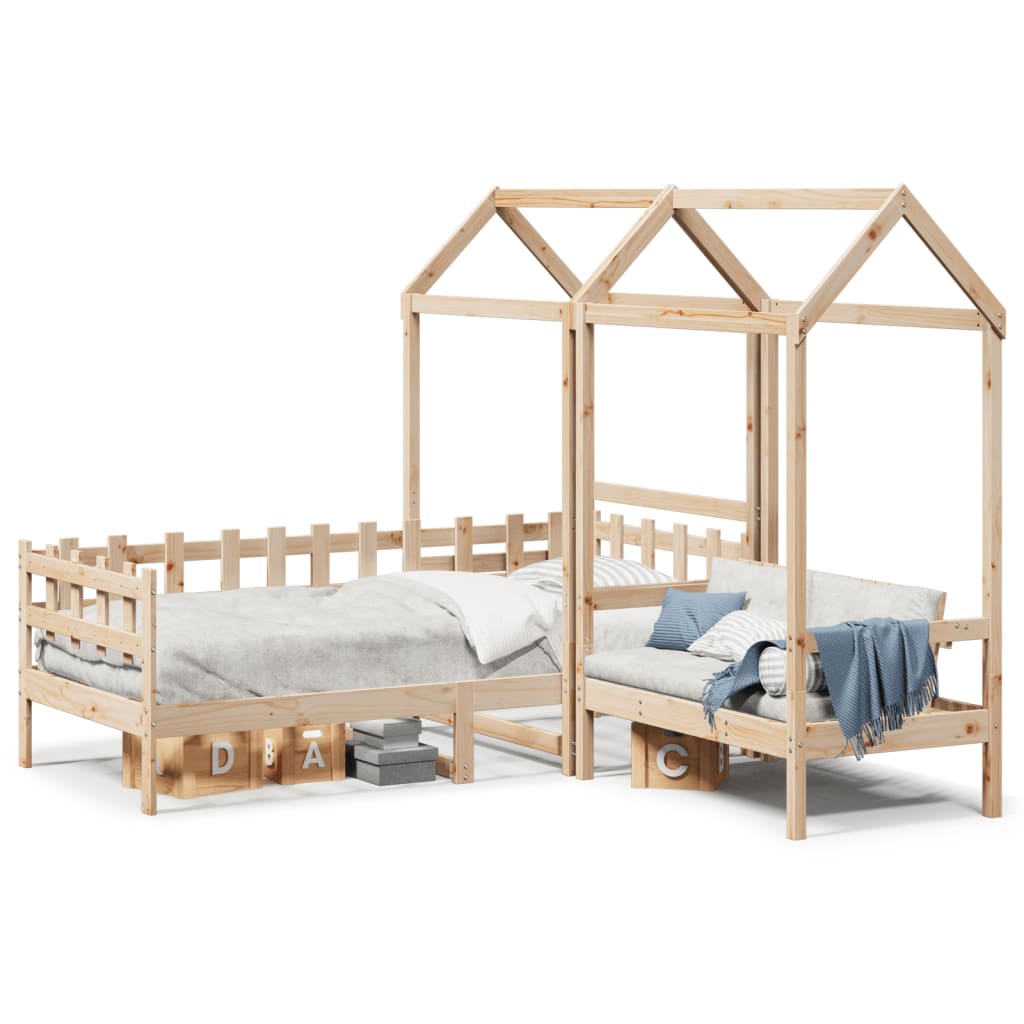 Kinderbed Met Huisje En Bankje Massief Grenenhout