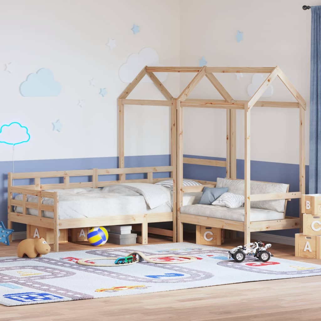 Kinderbed Met Bank En Huisje Massief Grenenhout