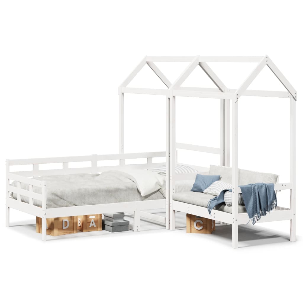 Kinderbed Met Bank En Huisje Massief Grenenhout