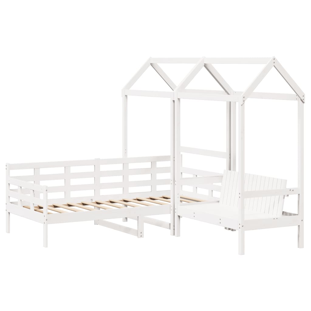 Kinderbed Met Bank En Huisje Massief Grenenhout
