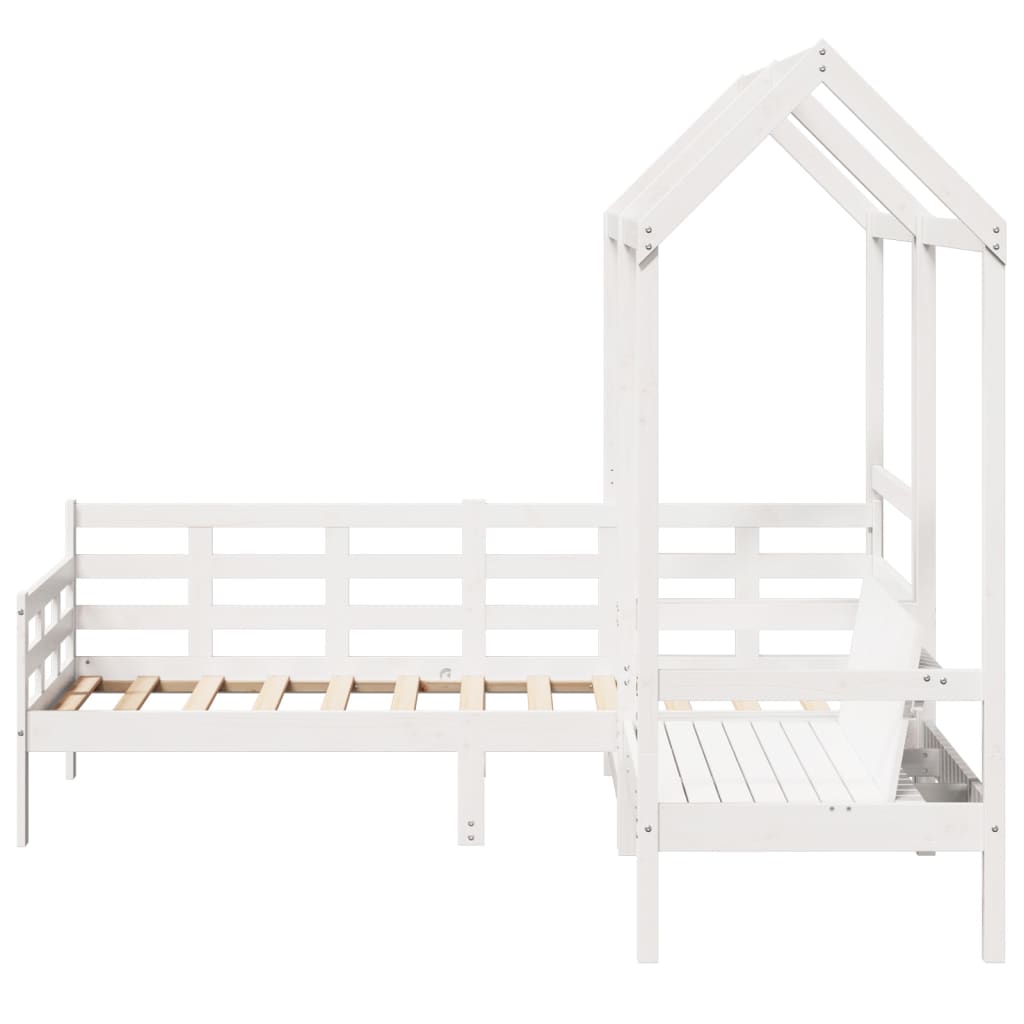 Kinderbed Met Bank En Huisje Massief Grenenhout