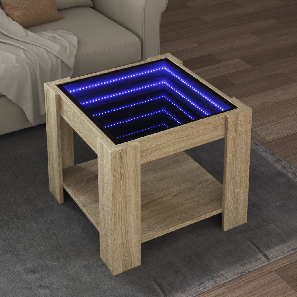 Salontafel Met Led Bewerkt Hout Eiken