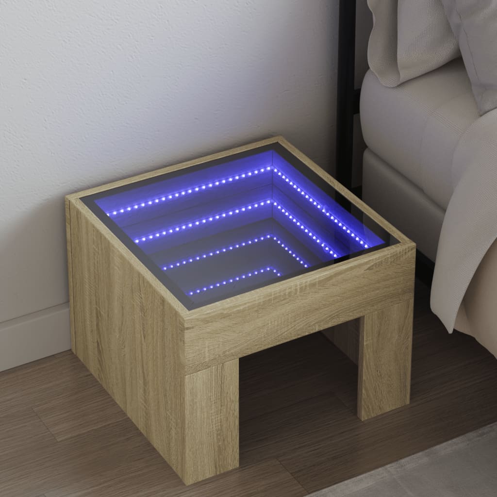 Nachtkastje Met Infinity Led 40X40X30 Cm Eiken