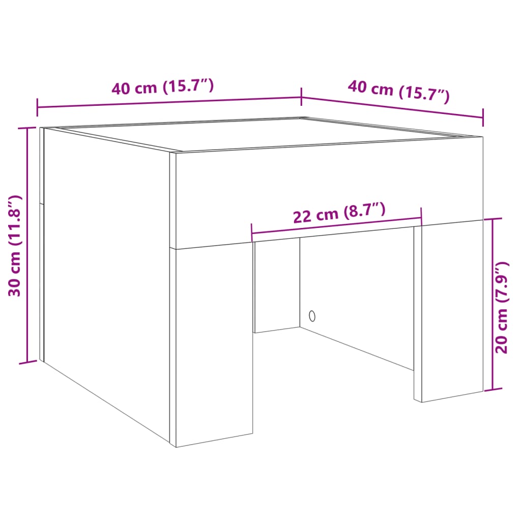 Nachtkastje Met Infinity Led 40X40X30 Cm Eiken