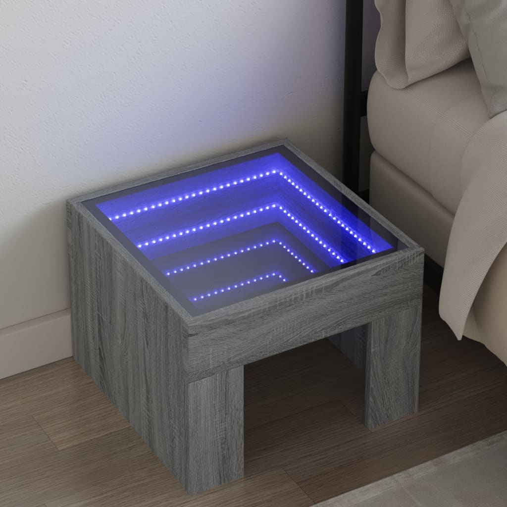 Nachtkastje Met Infinity Led 40X40X30 Cm Eiken