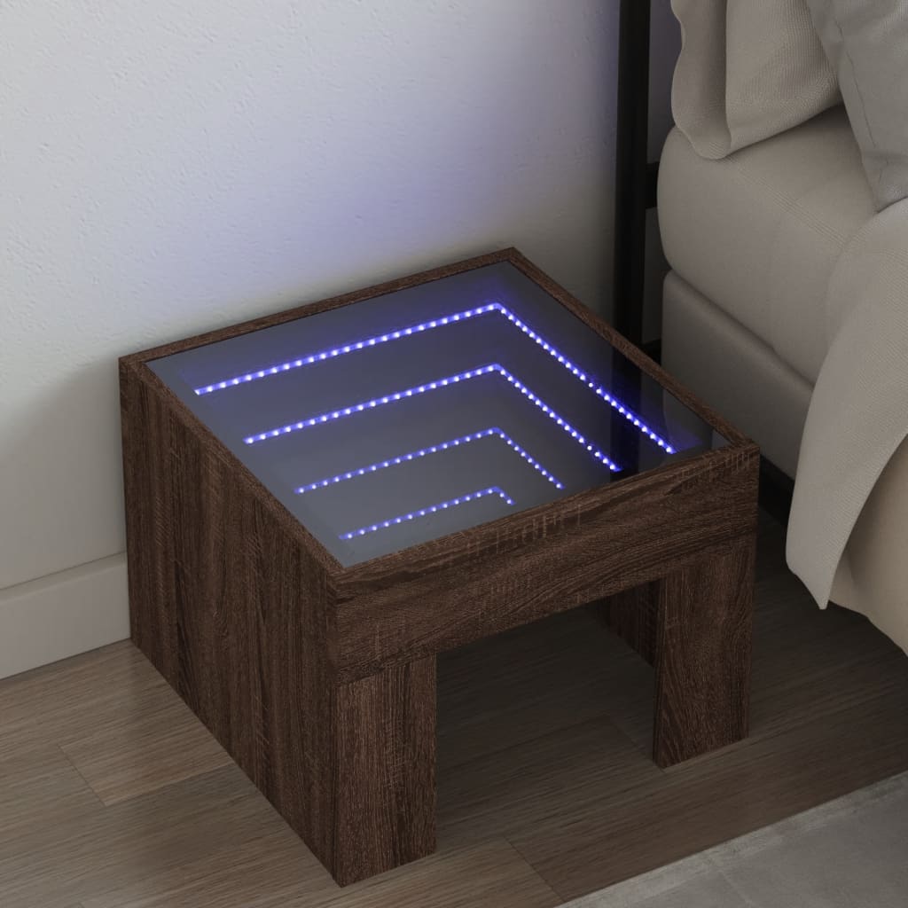 Nachtkastje Met Infinity Led 40X40X30 Cm Eiken