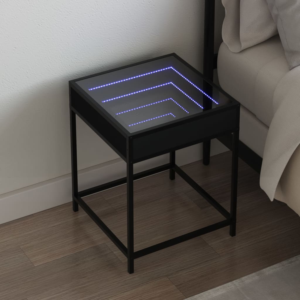 Nachtkastje Met Infinity Led 40X40X51 Cm Eiken