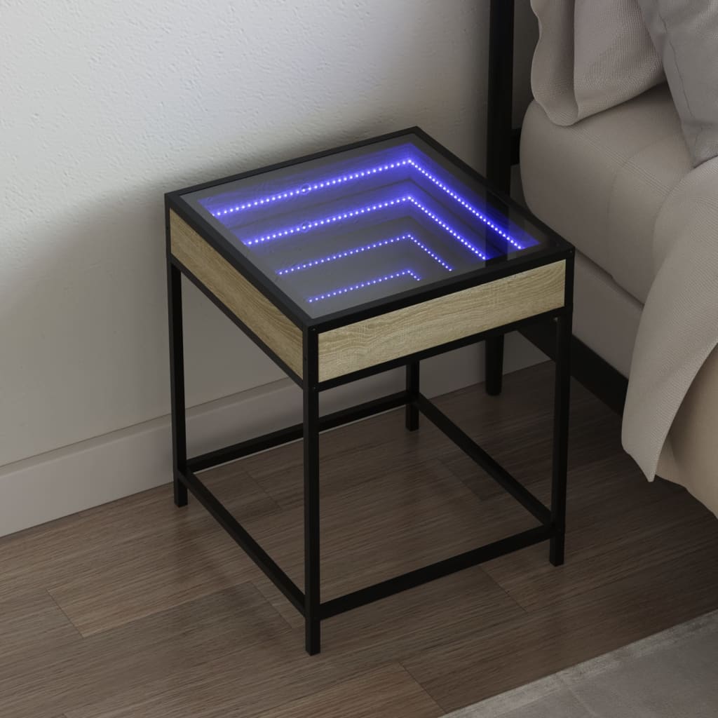 Nachtkastje Met Infinity Led 40X40X51 Cm Eiken