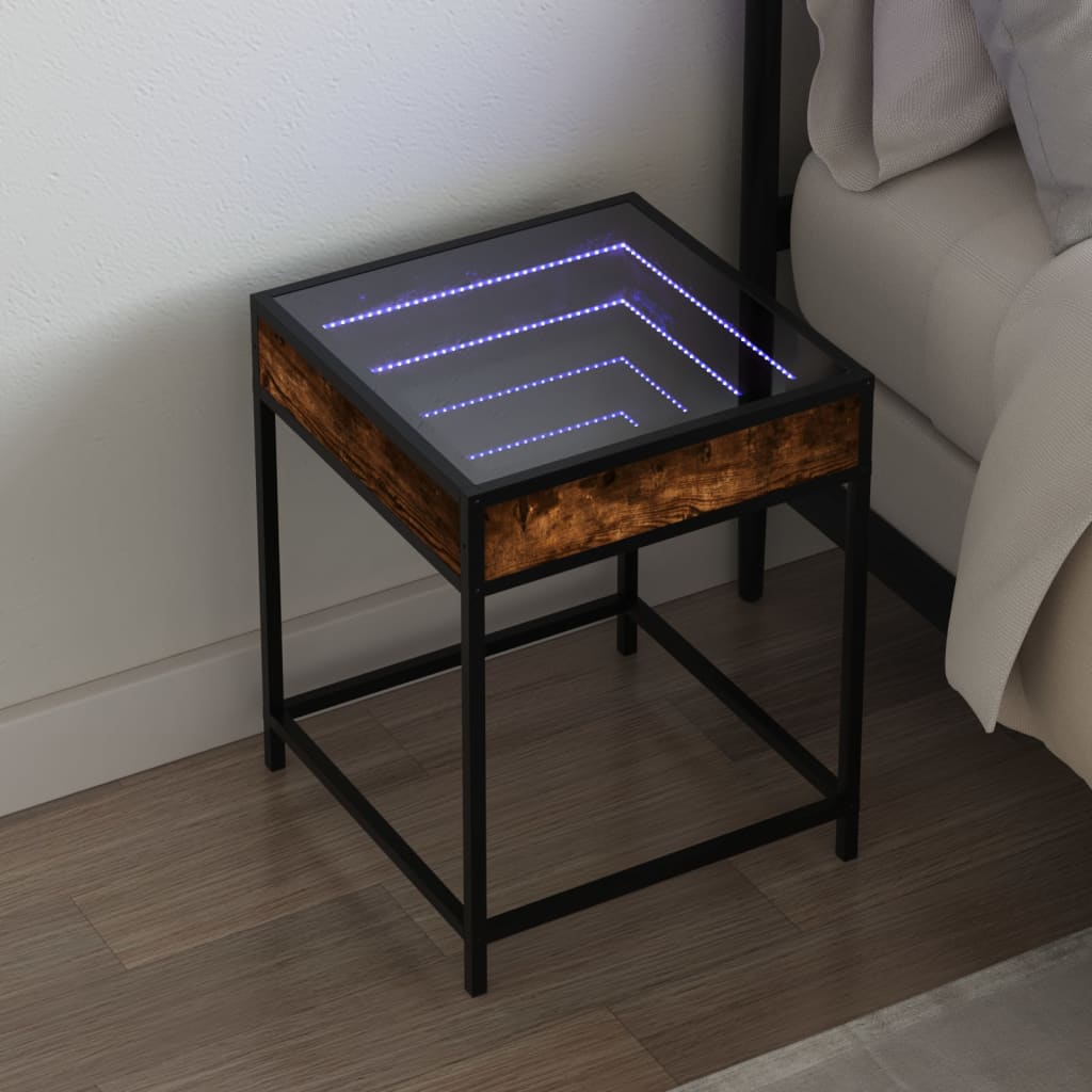 Nachtkastje Met Infinity Led 40X40X51 Cm Eiken