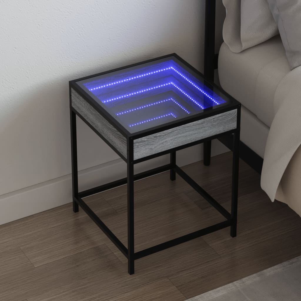 Nachtkastje Met Infinity Led 40X40X51 Cm Eiken