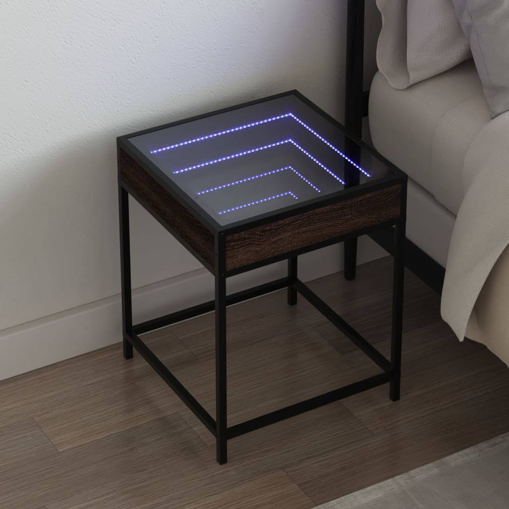 Nachtkastje Met Infinity Led 40X40X51 Cm Eiken