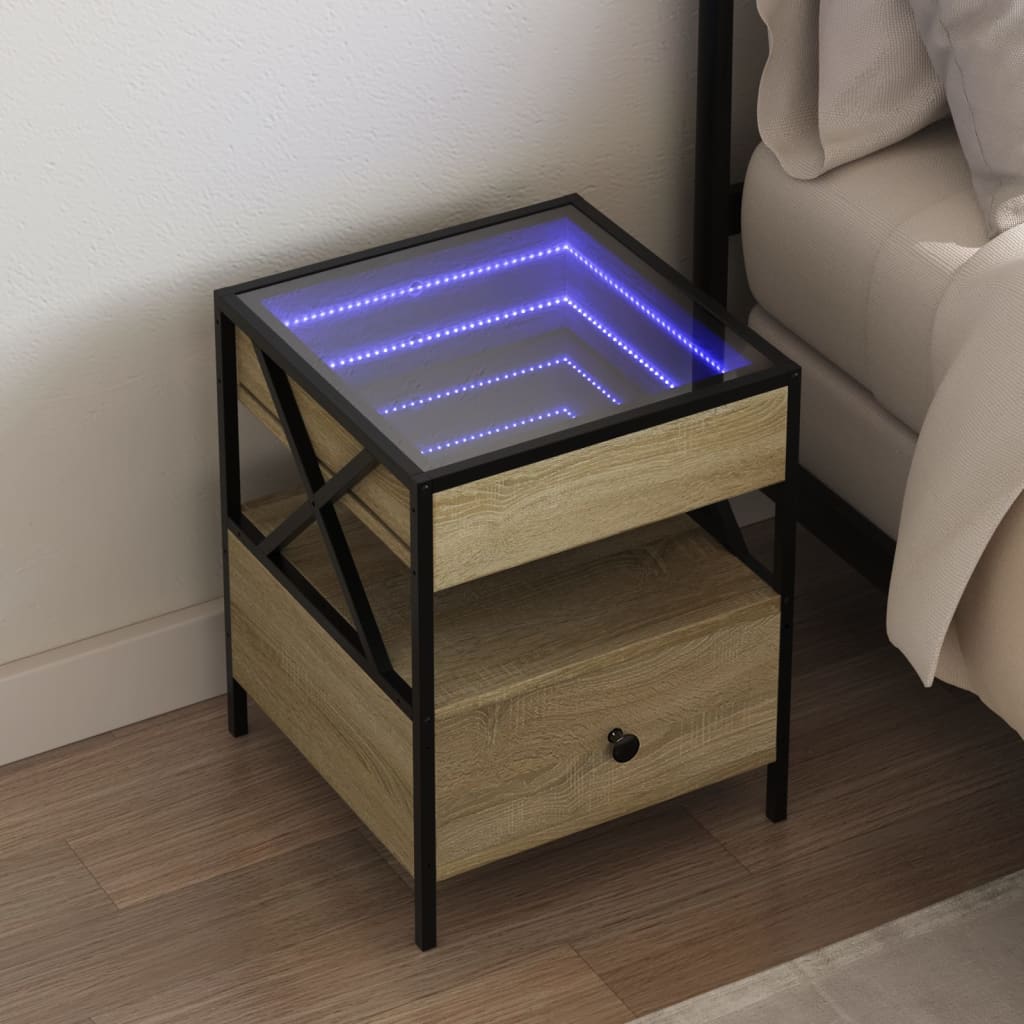 Nachtkastje Met Infinity Led 40X40X51 Cm Kleurig