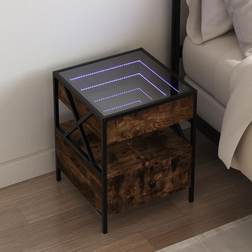 Nachtkastje Met Infinity Led 40X40X51 Cm Kleurig