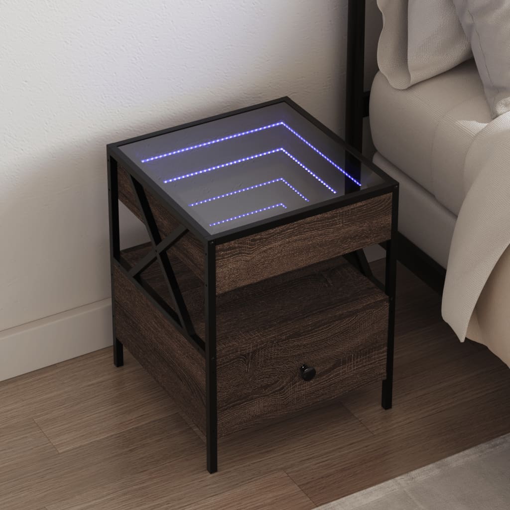 Nachtkastje Met Infinity Led 40X40X51 Cm Kleurig