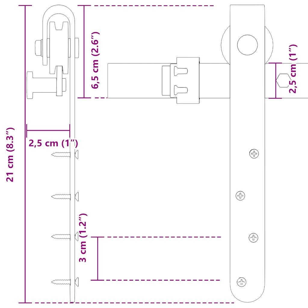 Ophangset Voor Schuifdeur 152 Cm Koolstofstaal