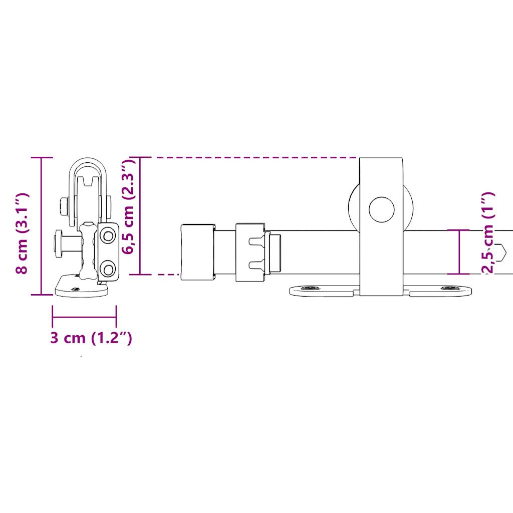 Ophangset Voor Schuifdeur 152 Cm Koolstofstaal