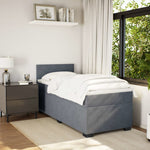 Boxspring Met Matras Fluweel Donkergrijs 1-Persoons (Alleen Au)