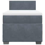 Boxspring Met Matras Fluweel Donkergrijs 1-Persoons (Alleen Au)
