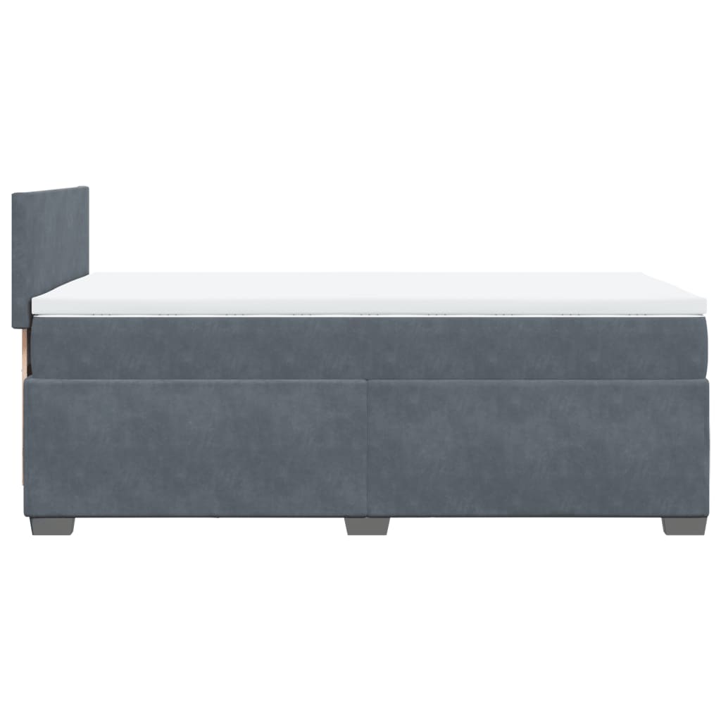 Boxspring Met Matras Fluweel Donkergrijs 1-Persoons (Alleen Au)