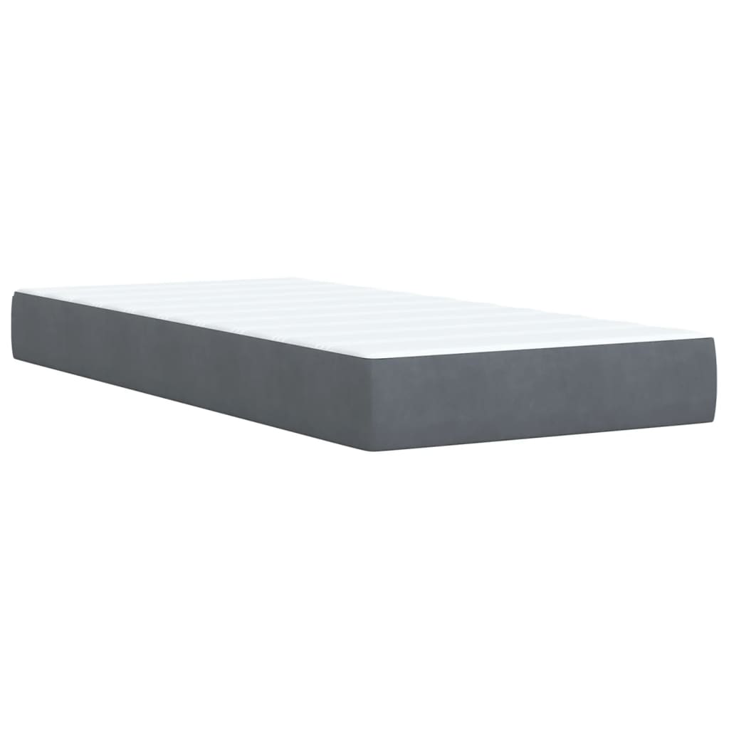Boxspring Met Matras Fluweel Donkergrijs 1-Persoons (Alleen Au)