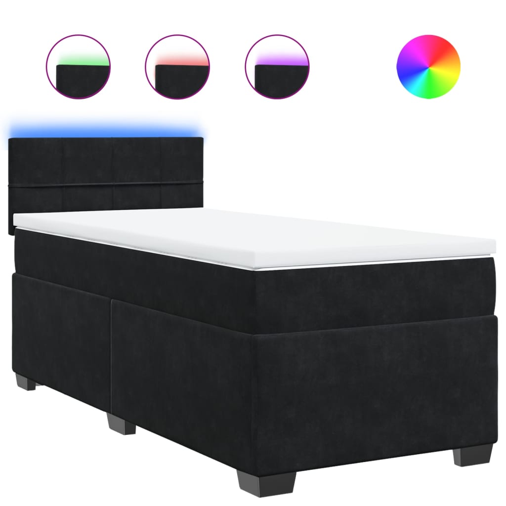 Boxspring Met Matras Fluweel Zwart 1-Persoons (Alleen Au)