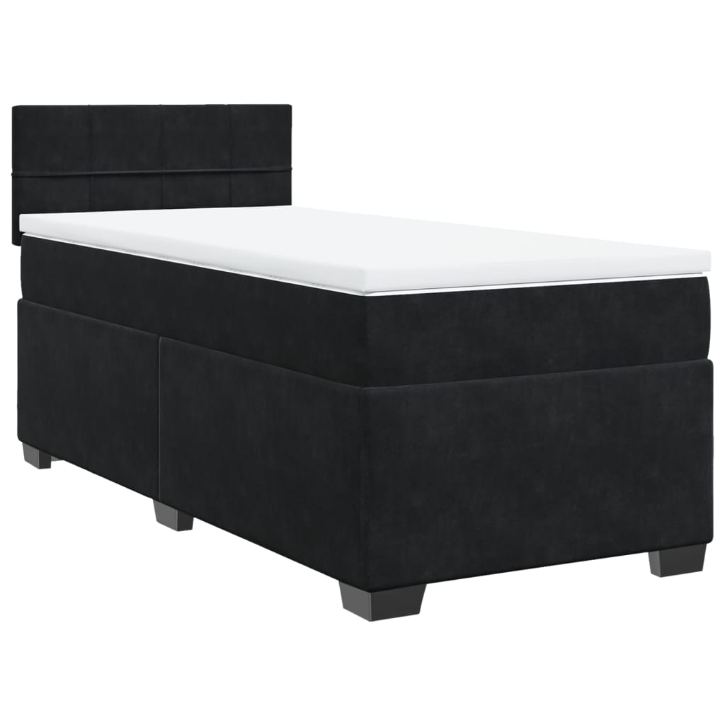 Boxspring Met Matras Fluweel Zwart 1-Persoons (Alleen Au)