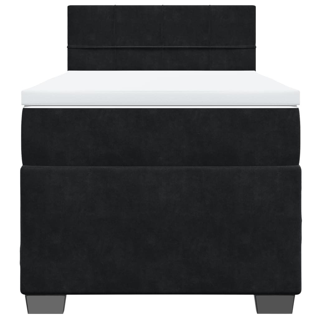 Boxspring Met Matras Fluweel Zwart 1-Persoons (Alleen Au)