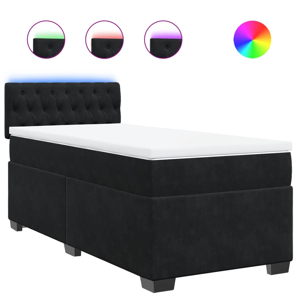 Boxspring Met Matras Fluweel Zwart 1-Persoons (Alleen Au)