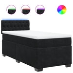 Boxspring Met Matras Fluweel Zwart 1-Persoons (Alleen Au)