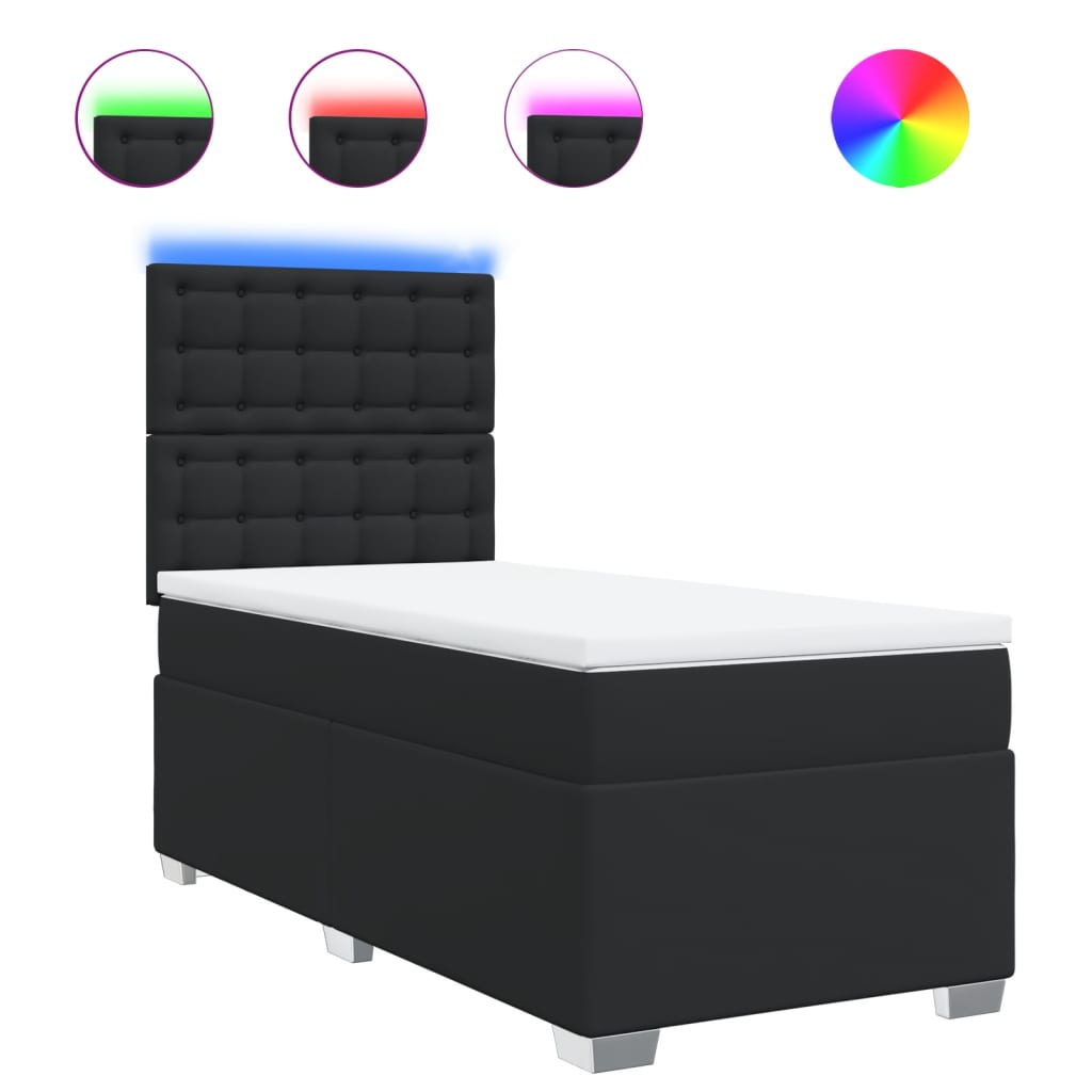 Boxspring Met Matras Kunstleer Zwart Single