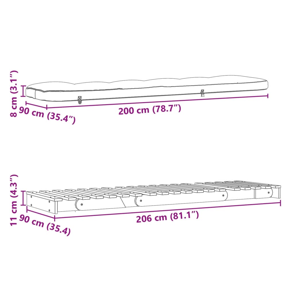 Futon Slaapbank Met Matras Grenenhout