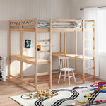 Hoogslaper Met Bureau En Ladder Grenenhout