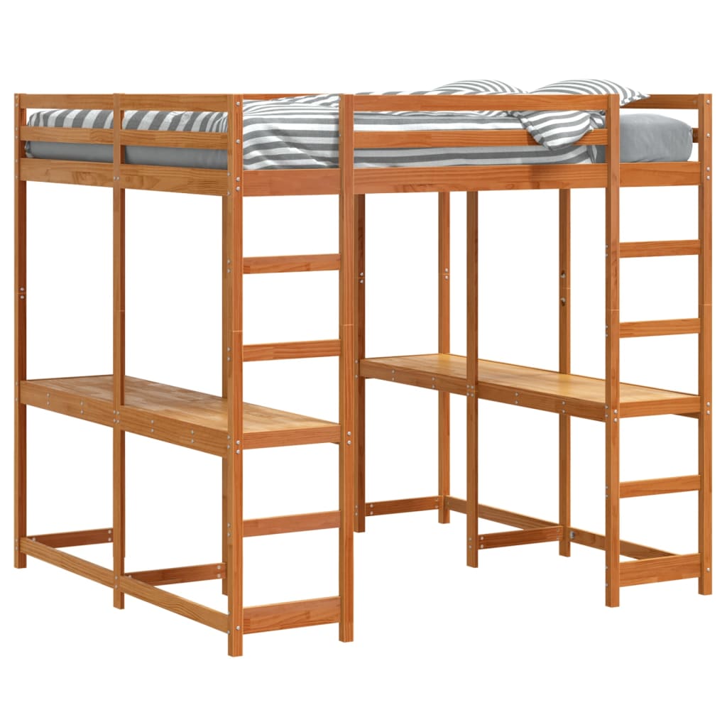 Hoogslaper Met Bureau En Ladder Grenenhout