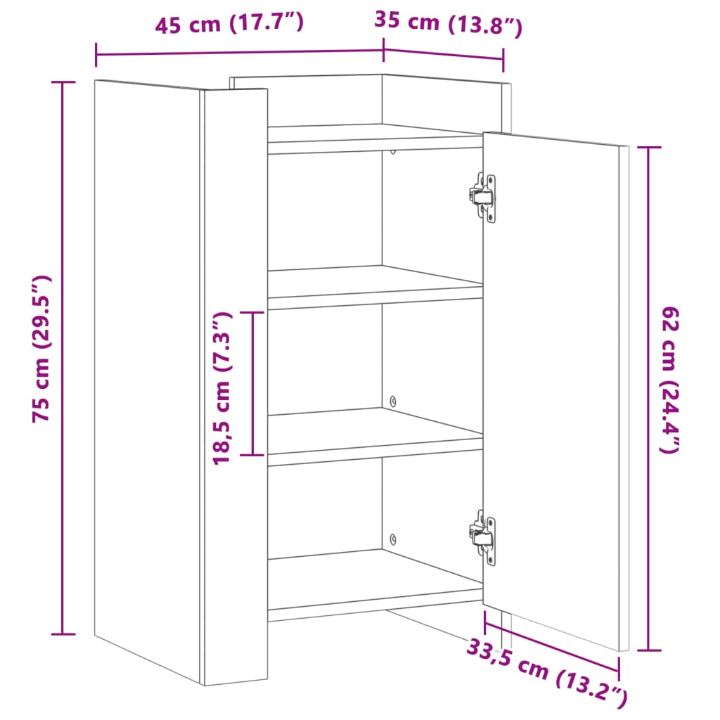 Dressoir 45X35X75 Cm Bewerkt Hout