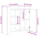 Dressoir 73,5X35X75 Cm Bewerkt Hout Eikenkleurig